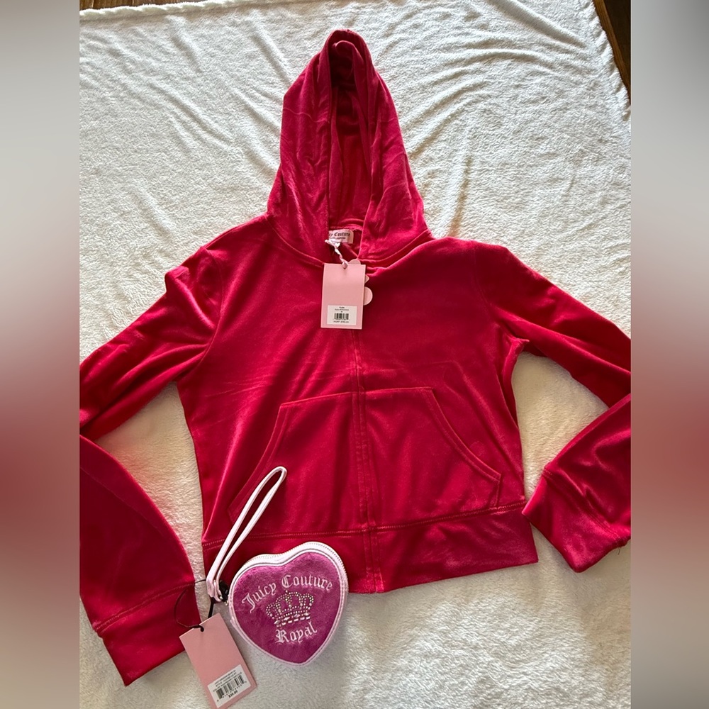 JUICY COUTURE Velour Pink FLASH hoodie SOOO SOFT NWT M FREE GIFT